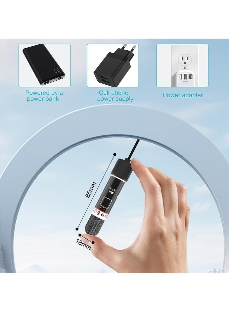 سخان حوض السمك، سخان حوض سمك صغير بمنفذ USB، سخان حوض سمك صغير قابل للغمر بقوة 10 وات/15 وات مع منظم حرارة بشاشة رقمية، درجة حرارة ثابتة تعمل بمنفذ USB لخزانات تصل سعتها إلى جالون واحد - Image 3